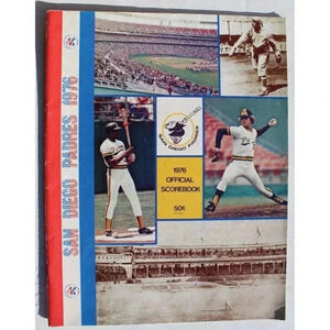 Vintage San Diego Padres 1976 Official vs. Reds (Pete Rose) Scorebook Magazine